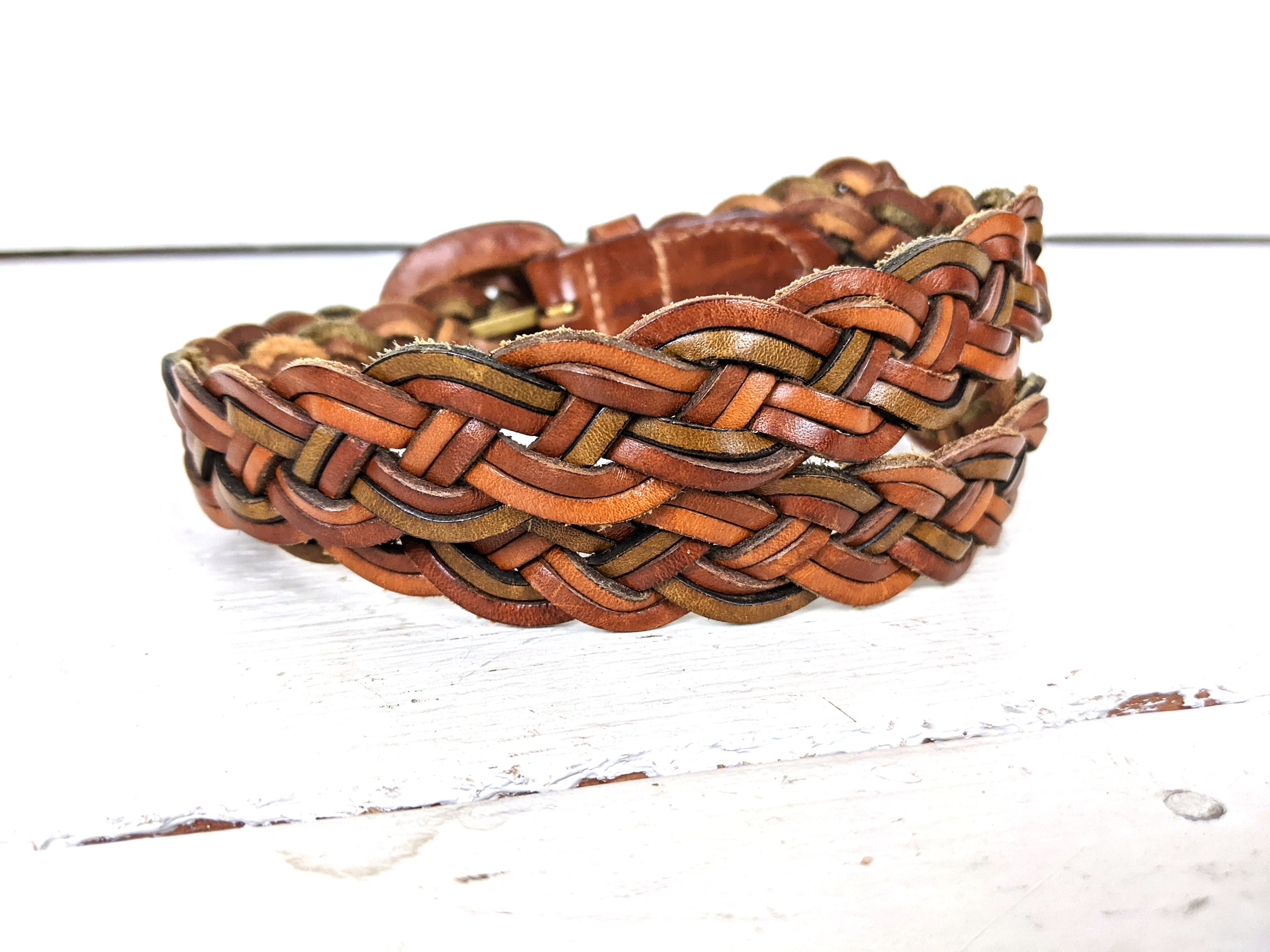 Vintage Brooks Brothers Brown Braided Leather Belt - Etsy display picture 2