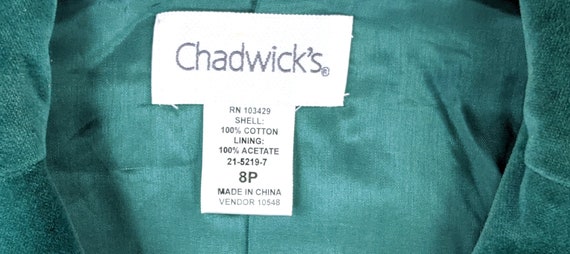 Chadwicks blue green velour velvet fitted blazer … - image 3