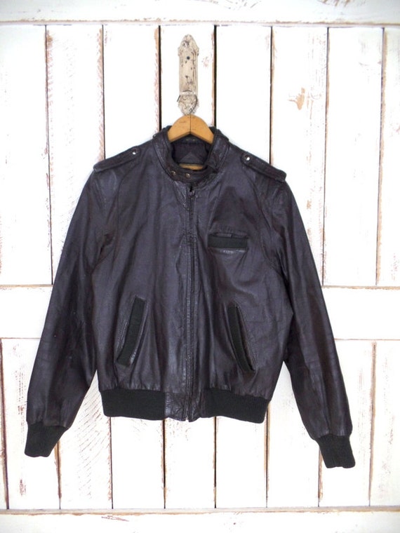 Vintage mens dark brown leather motorcycle bomber… - image 5