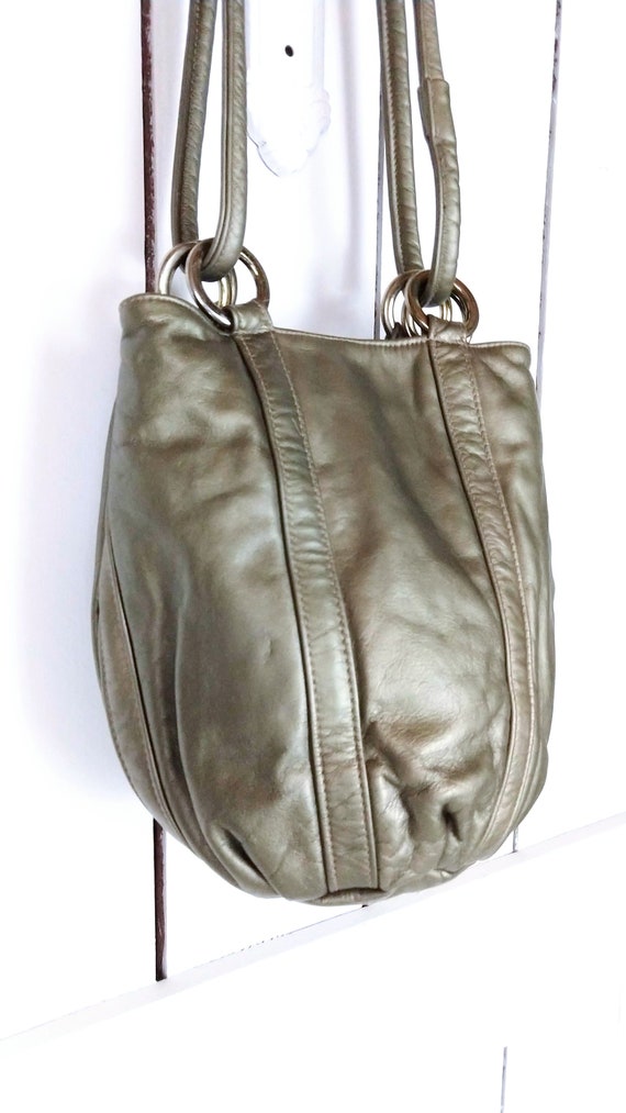 Vintage metallic leather bucket bag/Atalla Handba… - image 3