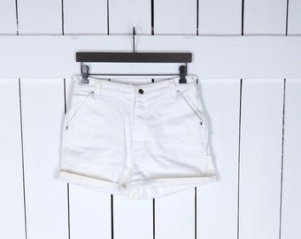 Vintage off white cotton denim shorts/high waisted shorts/Riveted by Lee shorts/10 M