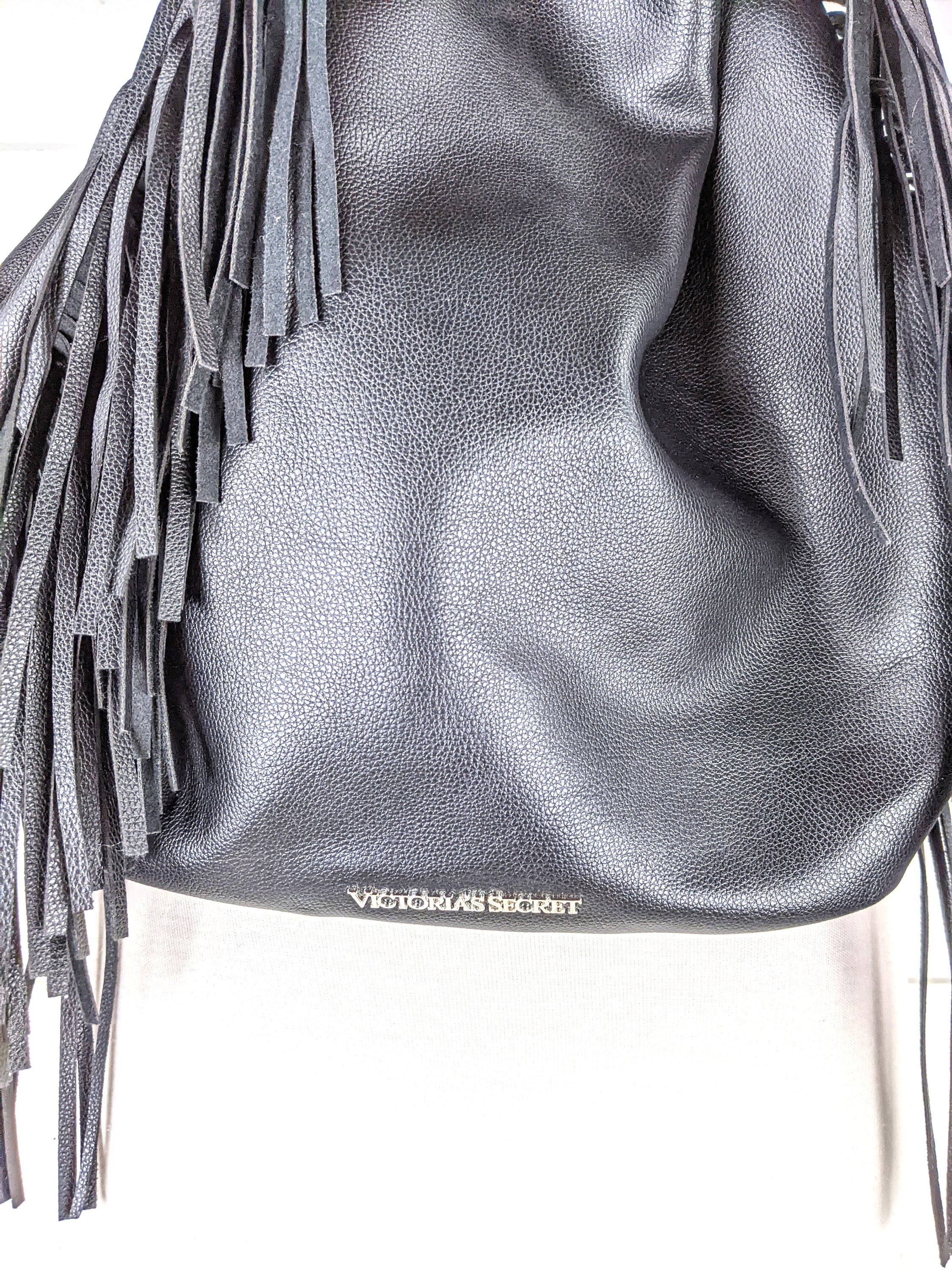 Victoria secret black fringe backpack deals