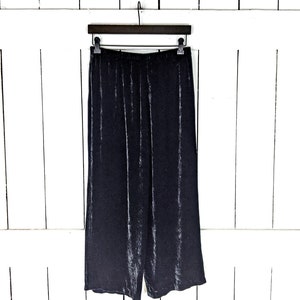 90s vintage black velour stretchy velvet wide leg pants
