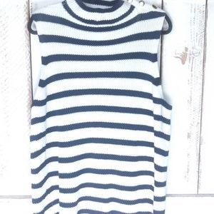 90s vintage striped knit sleeveless mock neck tunic sweater top