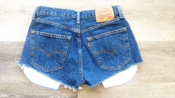 Levis 505 high waist cut off denim shorts/raw hem… - image 3