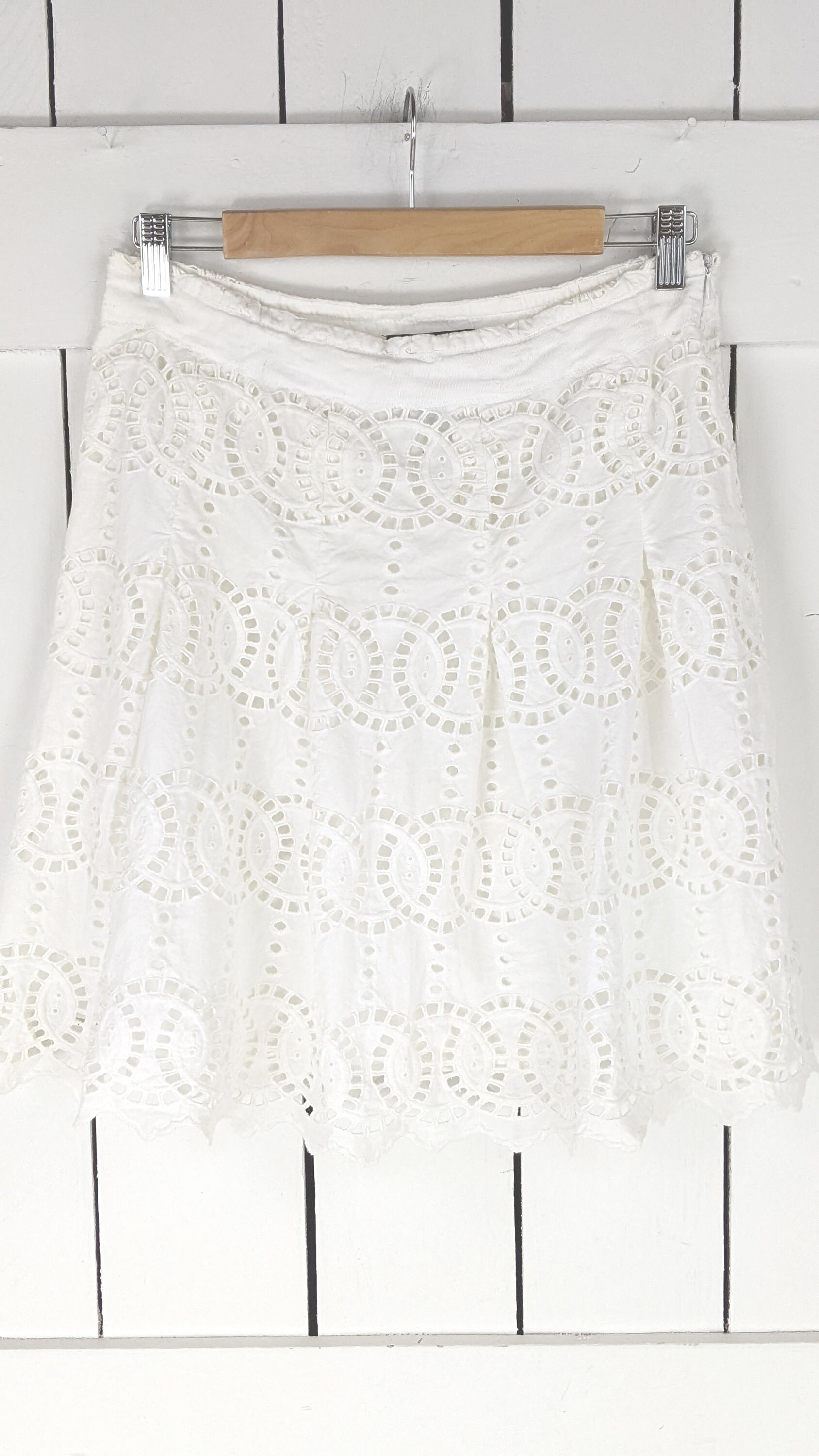 INC White Eyelet Cotton Knee Length Skater Skirt 10P - Etsy