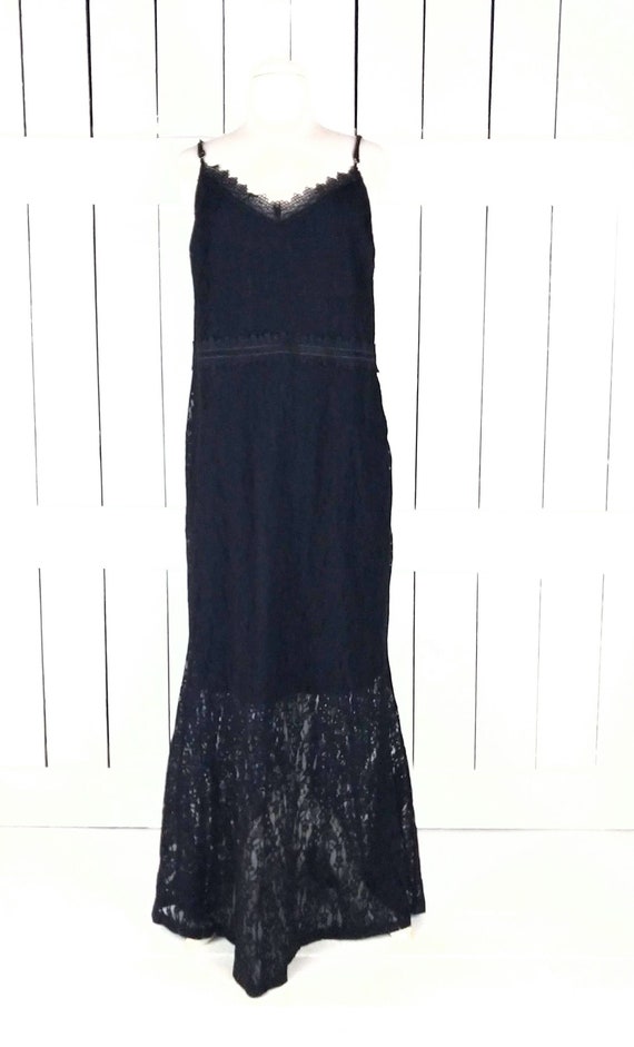 Black stretch lace sleeveless mermaid maxi dress/s