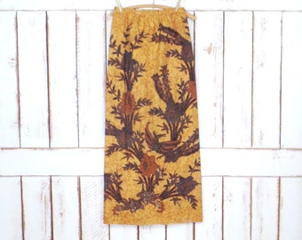 Vintage tribal batik maxi fitted cotton skirt/high waisted batik festival Indian skirt/brown batik boho maxi skirt