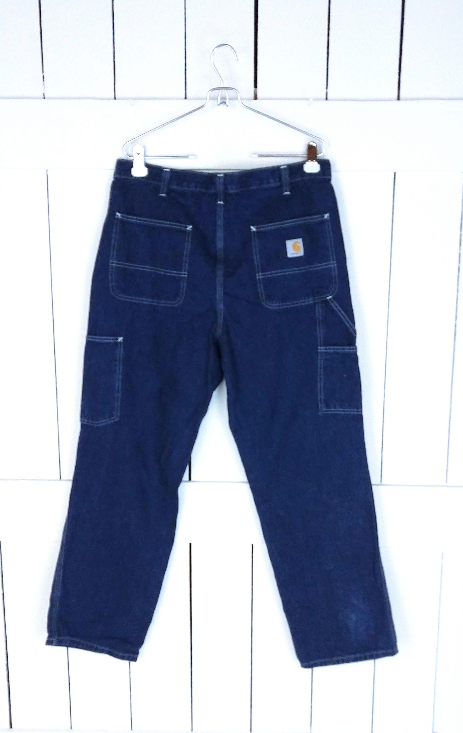 Vintage Carhartt Blue Denim Carpenter Cargo Jeans/blue Jean