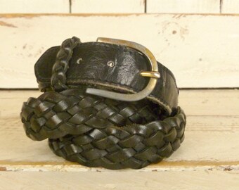Vintage Capezio Black Braided Women\'s Belt Capezio Braided Leather Belt, Ladies Belt, Black Leather  main image 2