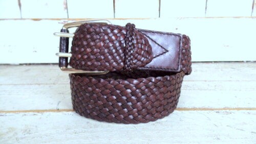 Wide Dark Brown Woven Leather Michael Kors Belt/vintage 90s  display picture 1