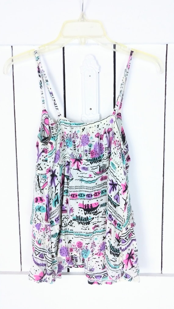Billabong, 90s vintage tribal print Billabong flowy cropped tank top