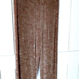 90s vintage ribbed stretchy wide leg palazzo pants/beige yoga style lounge pants/slinky pants/xl image 2