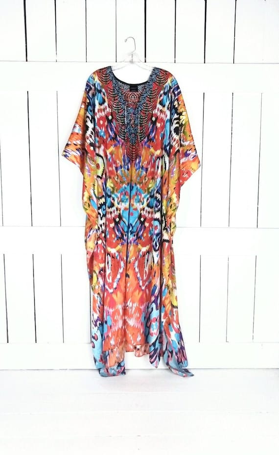 Vintage Sakkas Colorful Silky Festival Caftan Maxi - Etsy