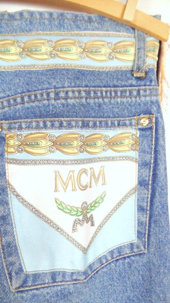 90s vintage MCM silk printed zipper fly high wais… - image 4