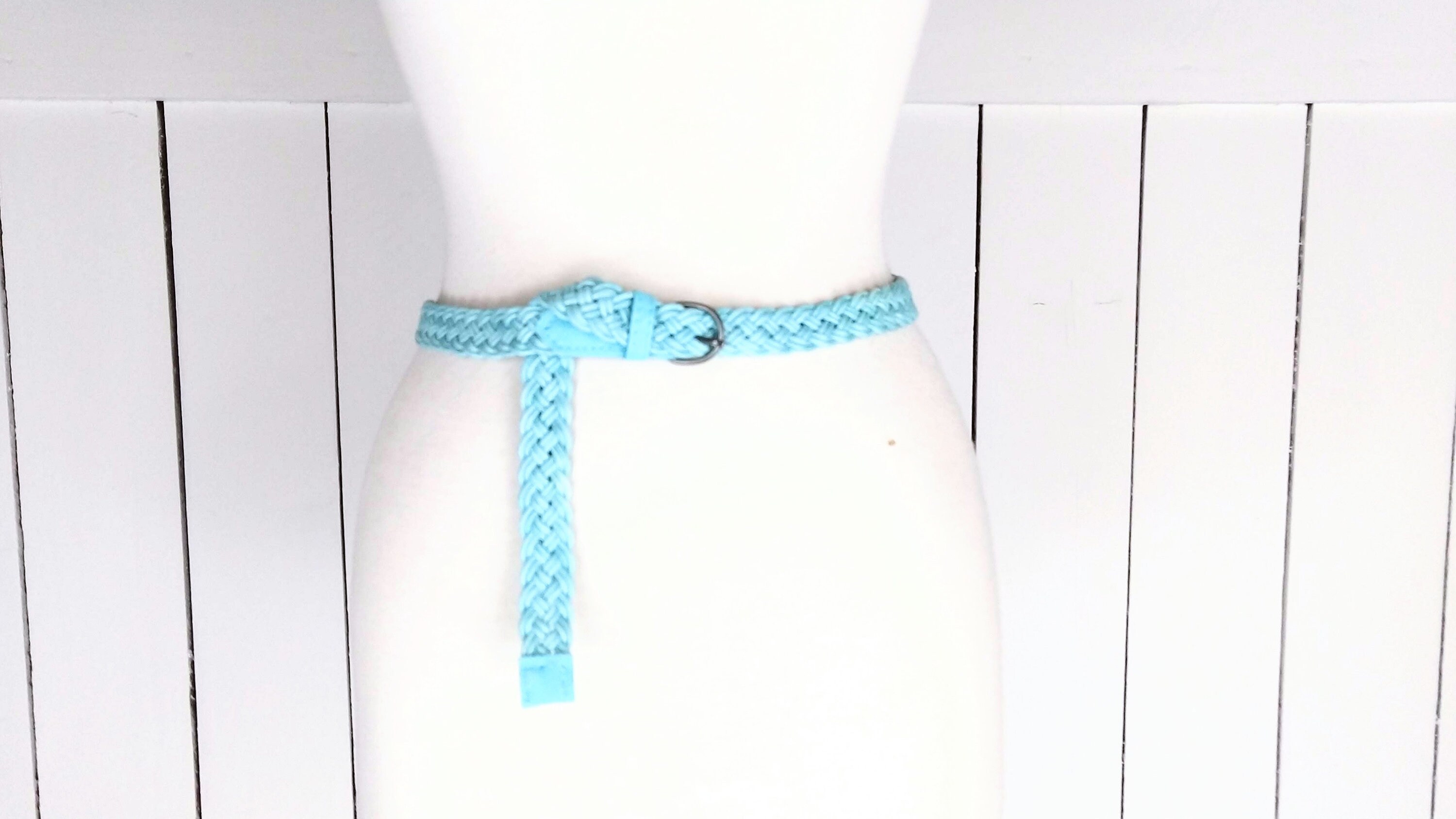 Vintage Blue Braided Rope Chord Belt - Etsy