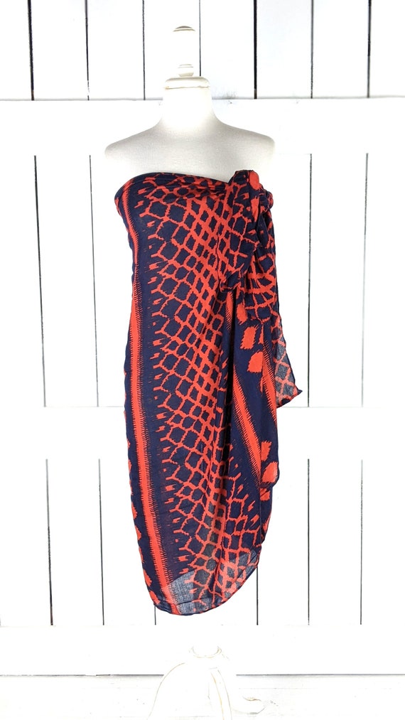 Stella and Dot red blue oversized scarf swimsuit c