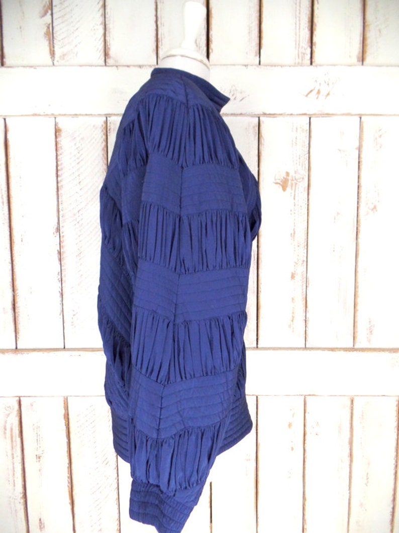 Vintage blue silk windbreaker jogging puffer jacketsilk sports jacketblack puffy flight bomber jacketmedium