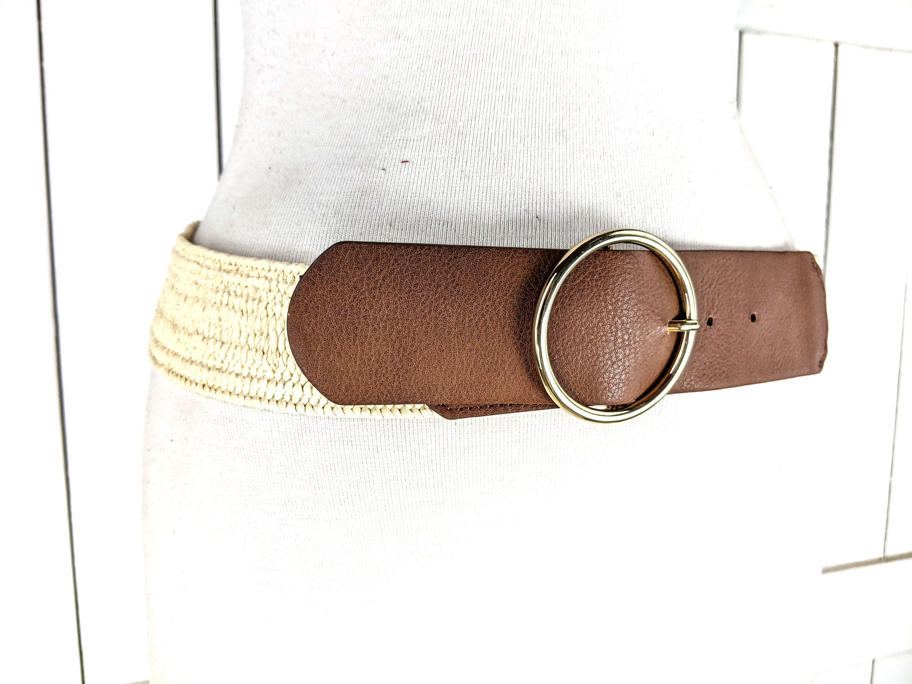 Wide Stretch Canvas Vegan Leather Elastic Belt - Etsy display picture 3