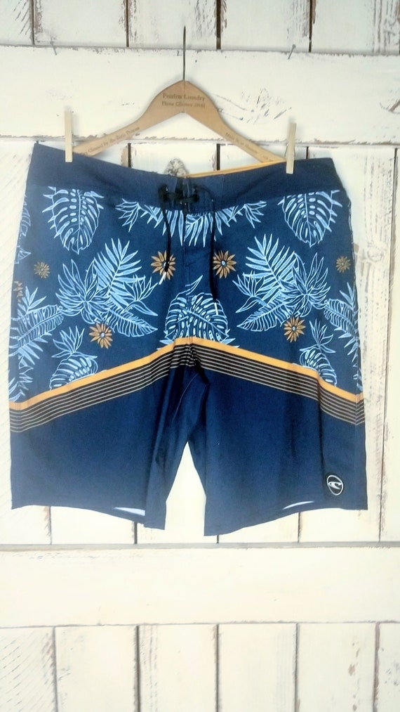 90s ONeill mens blue/yellow tropical floral swim s