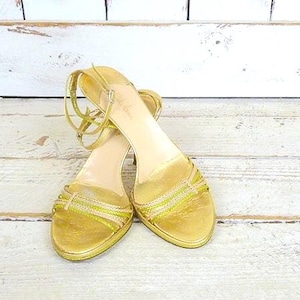 Metallic gold leather strappy Cole Haan high heels
