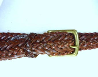 Vintage Braided Woven Brown Thick Leather Belt/boho/hippie  display picture 3
