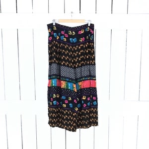 Vintage colorful boho gauzy culottes gaucho pants/wide leg lounge pants/festival/bohemian pants