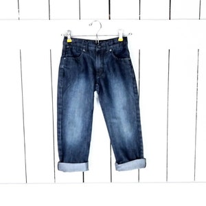 Kids dark blue faded denim jeans/childrens/boys/girls slim blue denim jeans/7 slim