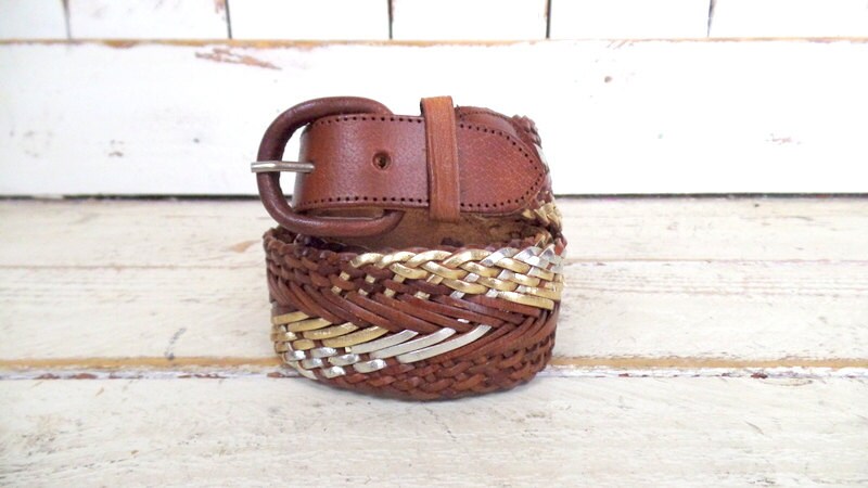 Woven Real Leather Double Buckle Belt Hippie Boho Festival Brown Extra Wide Sz L Wide Hippie Belt - Etsy main image 3