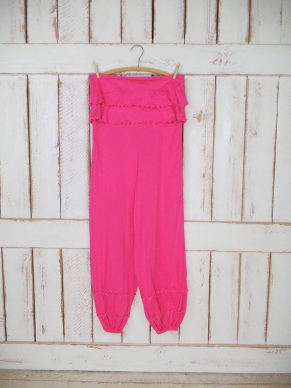 Vintage bubblegum pink cotton sleeveless ruffle ju