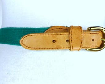 Vintage green canvas leather belt brass buckle chord belt Charter Club belt Vintage Charter Club Green Canvas Leather Belt - Etsy Canada main image 3