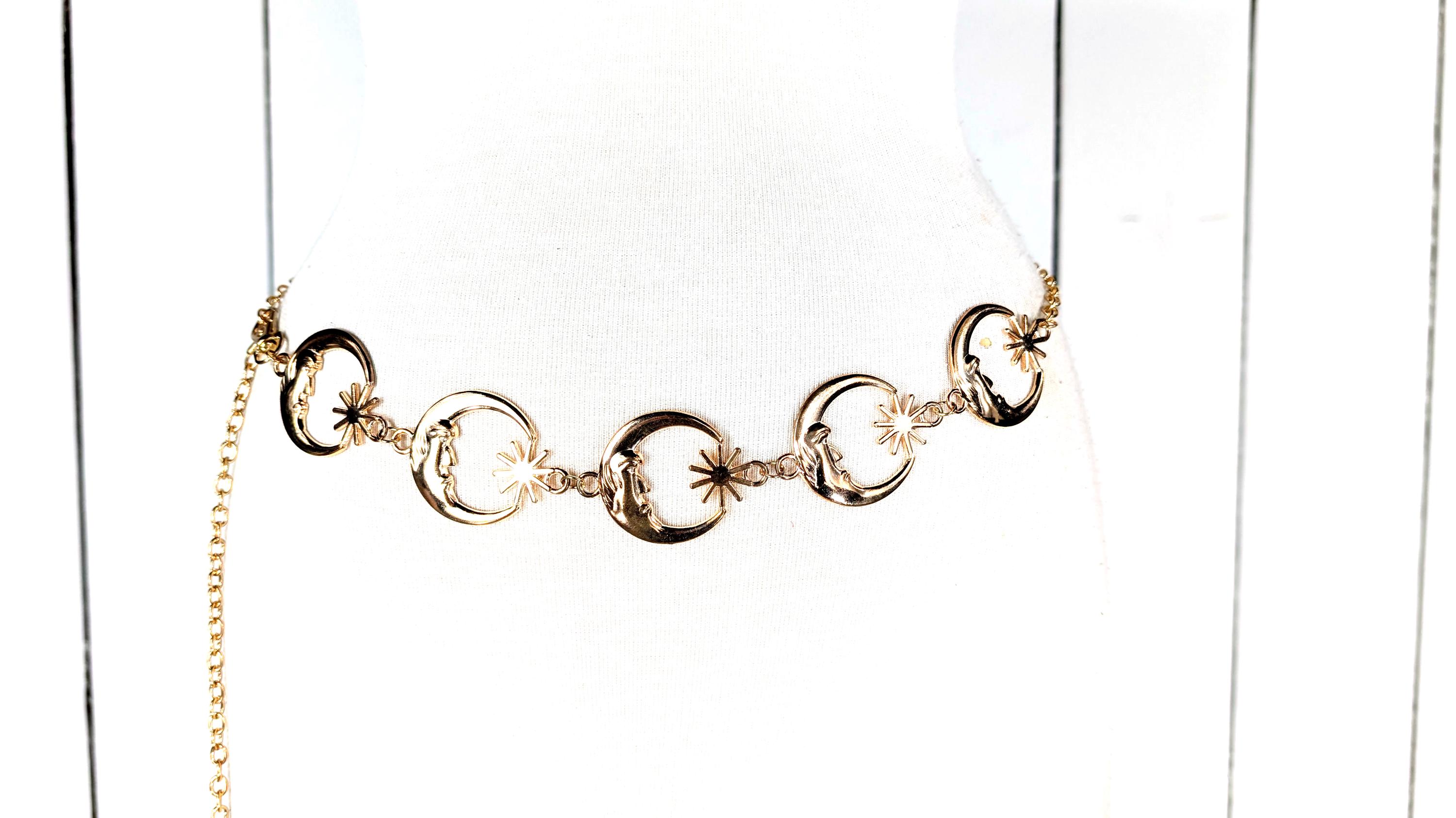 Vintage Gold Crescent Moon & Star Multi-Chain Waist Belt Amazon.com: Gold Waist Chain for Women Multilayer Chain Belt  main image 3