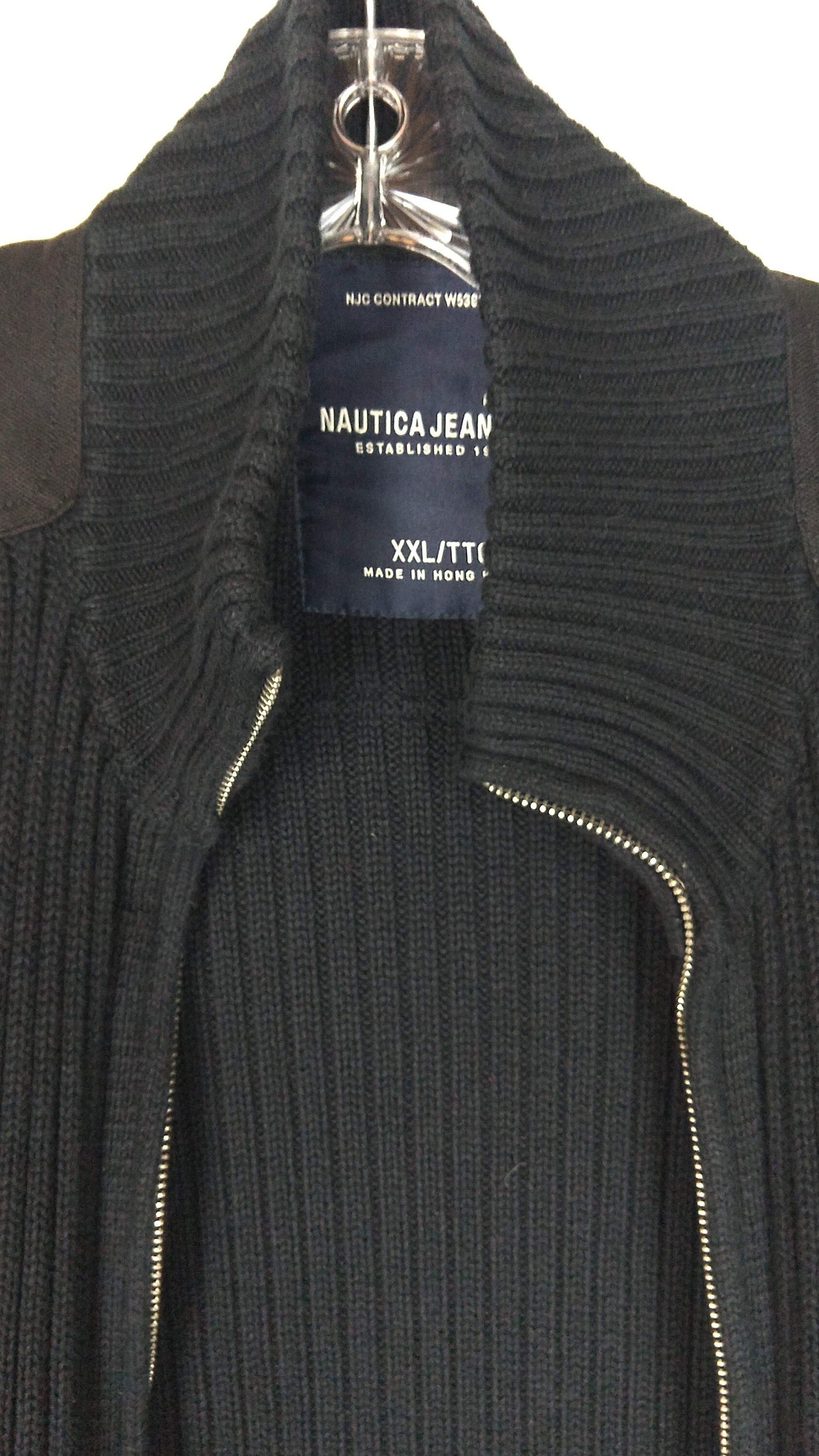 Nautica Jeans Co ブラック ジッパー カーディガン チュニック リブ 