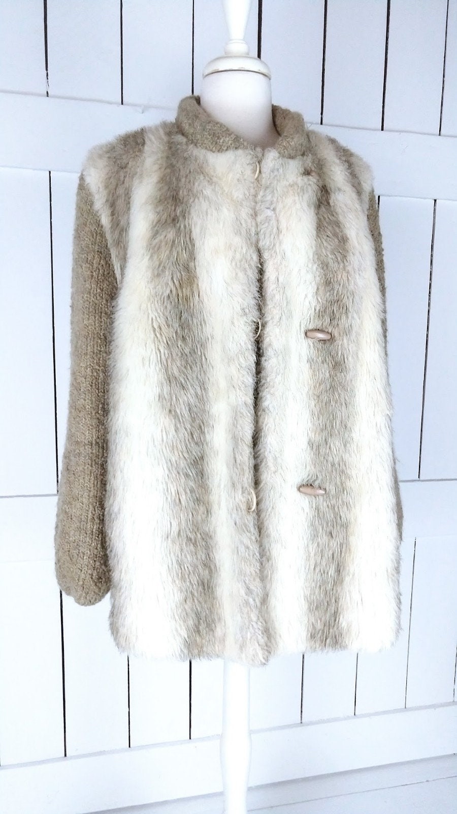 Vintage Striped Faux Fur Knit Sleeve Winter Coat/chunky Faux Fur Short Mid Length Jacket/d Esprit Coat - Etsy Vintage Striped Faux Fur Knit Sleeve Winter Coat/chunky Faux Fur Short Mid Length Jacket/d Esprit Coat - Etsy