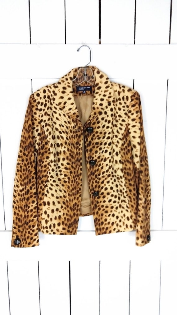 Vintage Leopard Jones New York Blazer Jacket/cotton Animal Vintage Leopard Jones New York Blazer Jacket/cotton Animal