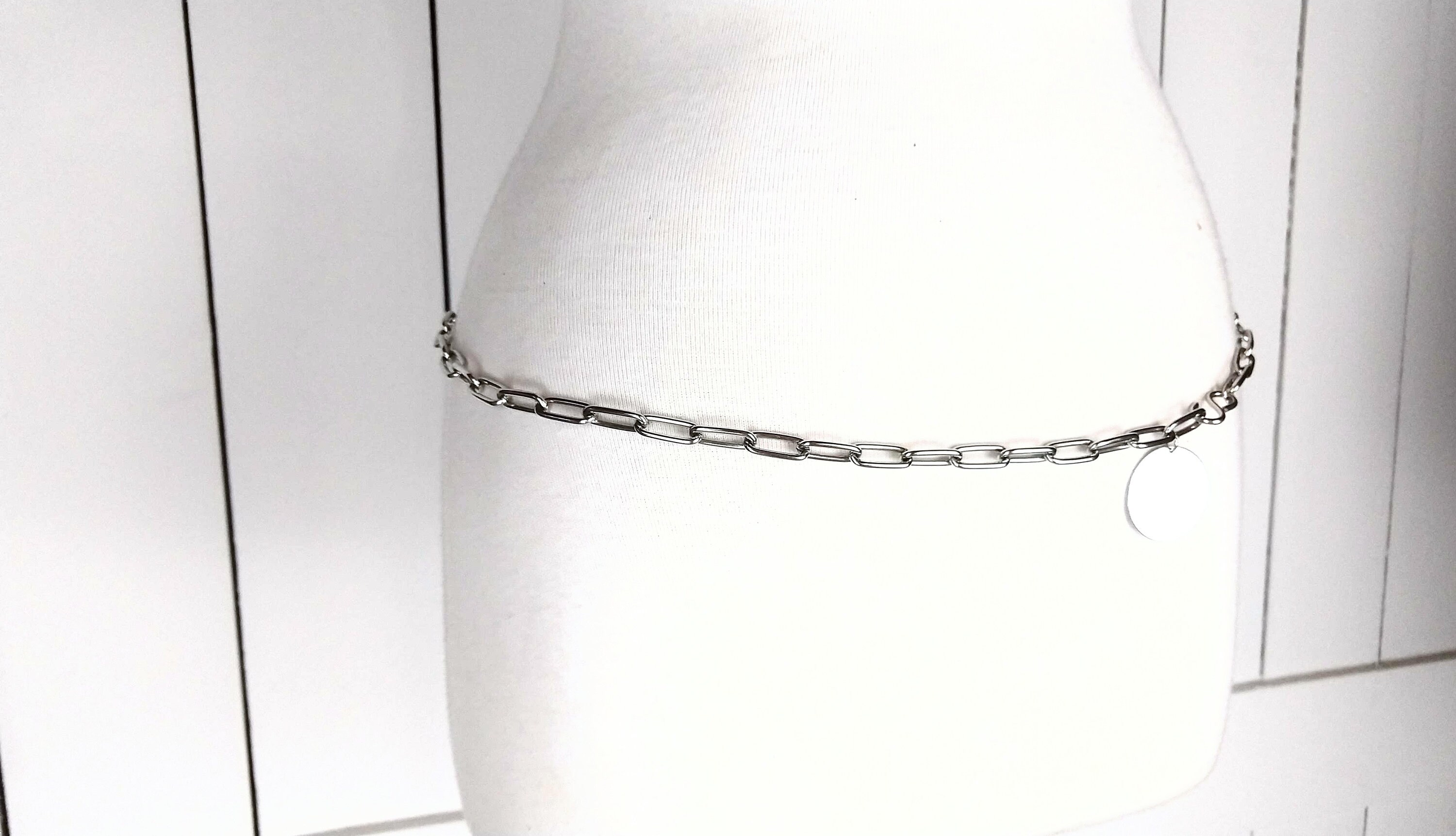 Vintage Silver Metal Link Chain Belt Vintage 1990s chain belt, metal link 31 main image 2