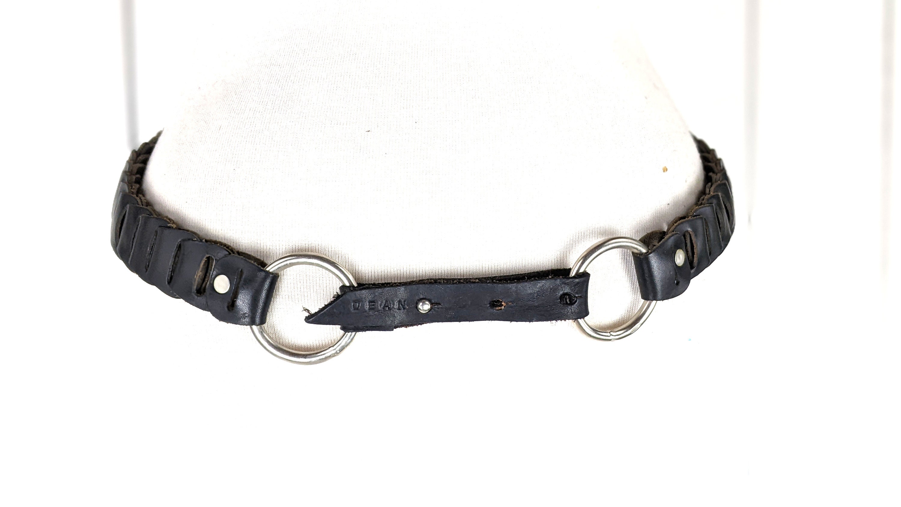 Dean Braided Black Woven Leather Metal Link Belt - Etsy