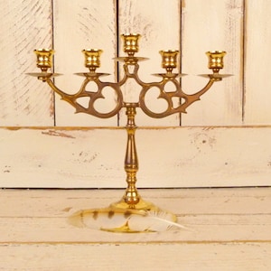 Heavy solid brass ornate vintage candelabra