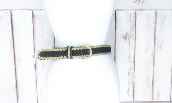 Black and Gold Ribbon Belt Black & Gold Grosgrain Ribbon D-Ring Belt - Barrons-Hunter main image 3