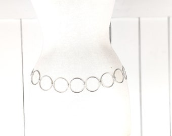 90s vintage lightweight silver metal round link belly chain belt