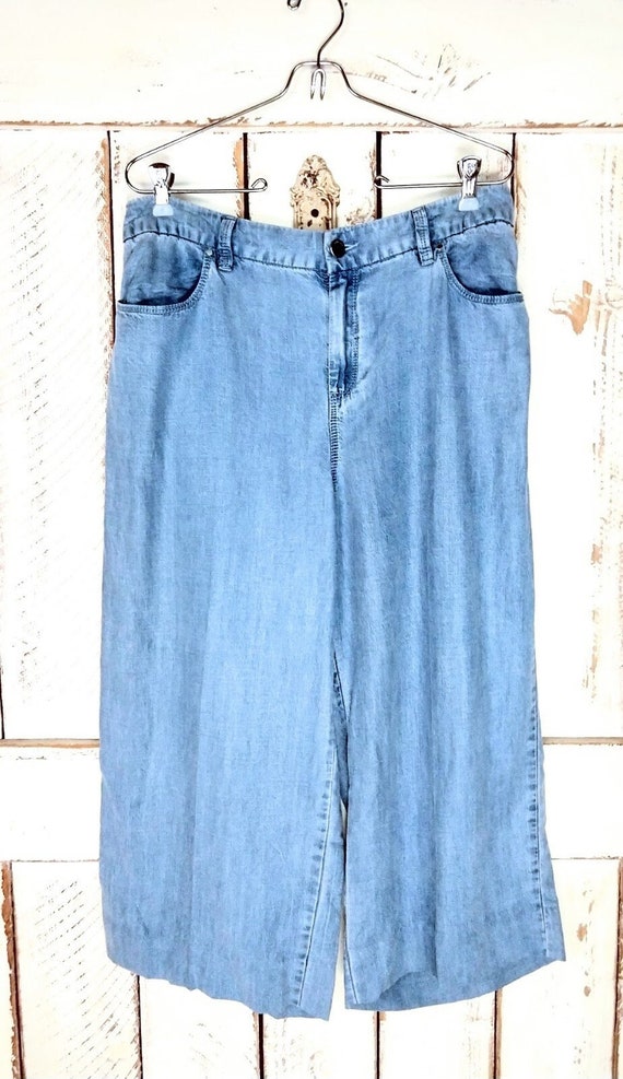 Vintage 90s Chicos blue gaucho pants/loose fit sof