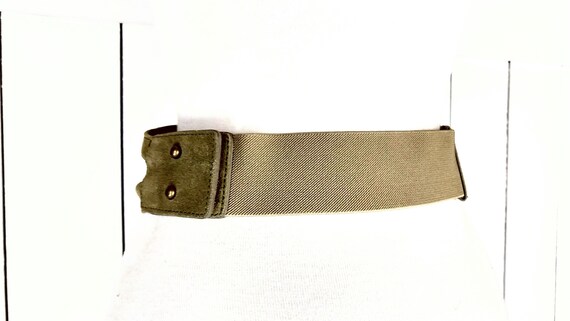 Vintage wide suede leather floppy bow stretch belt - image 3