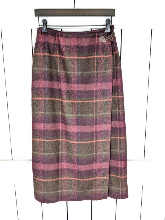 Vintage Talbots plaid wool long wrap skirt - image 2