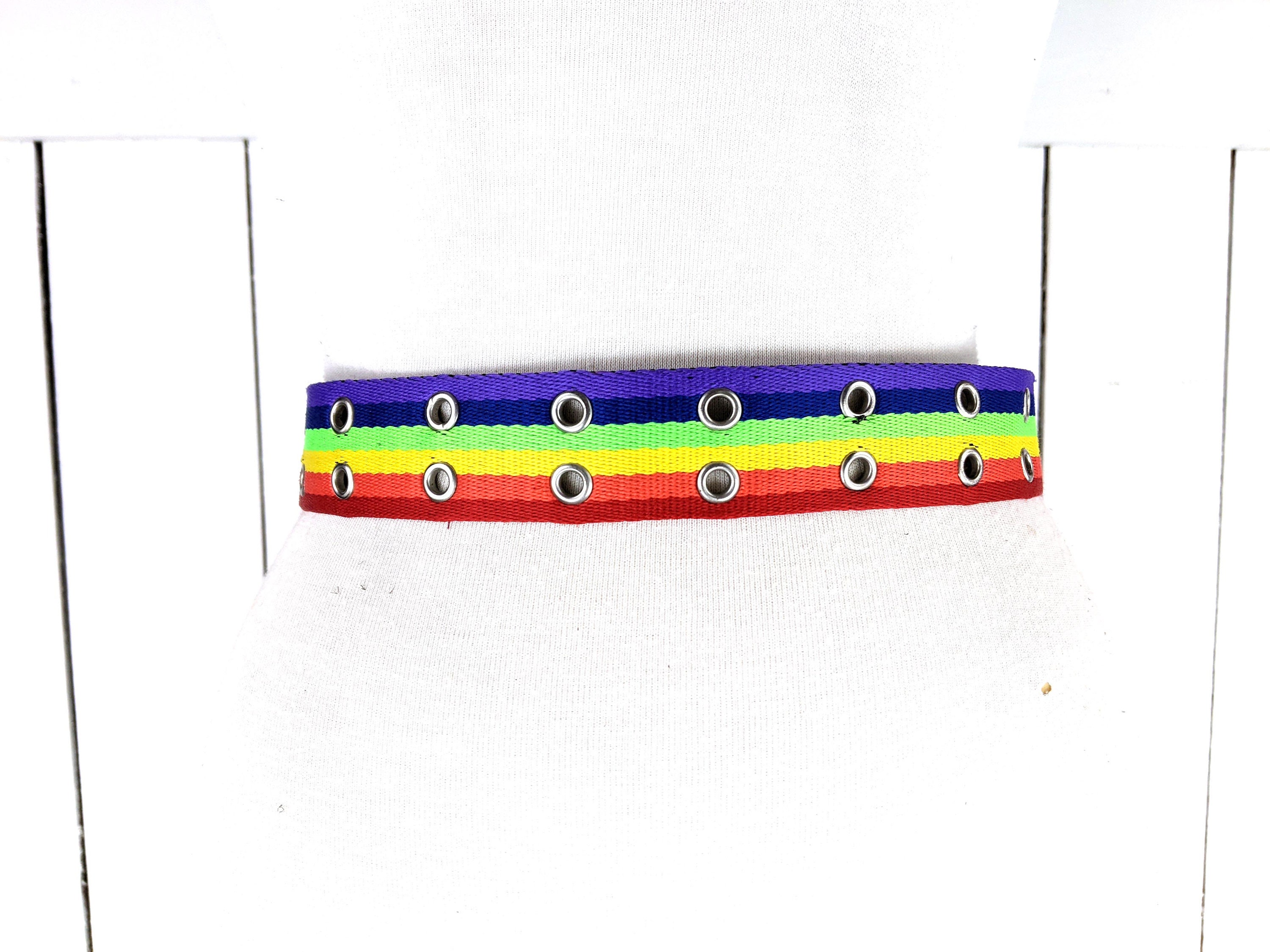 Vintage 90s Rainbow Striped Woven Cloth Chord Ribbon Trim  display picture 1