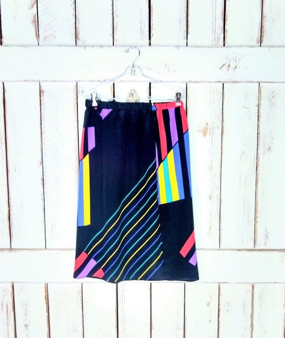 Vintage black rainbow striped disco skirt/6