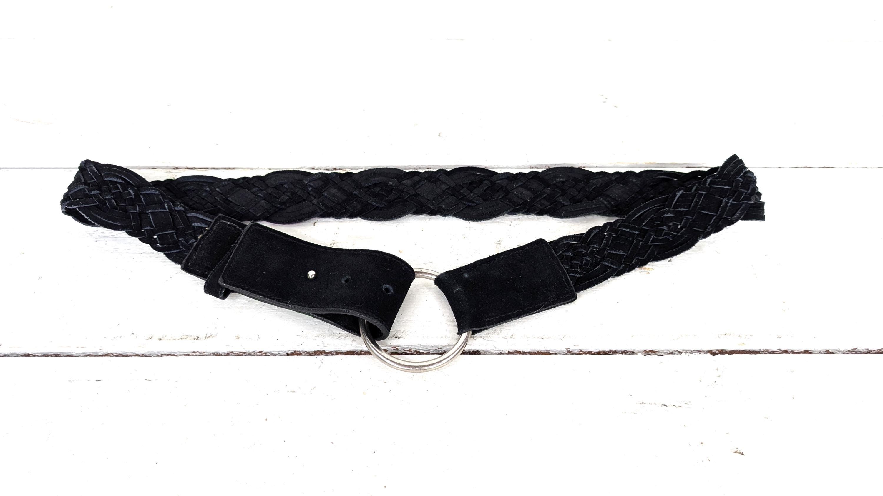 Vintage Black Suede Leather Braided Boho Belt - Etsy display picture 2