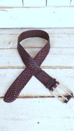 Wide Dark Brown Woven Leather Michael Kors Belt/vintage 90s  display picture 1