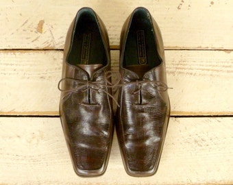 Stacy Adams vintage Oxford-schoenen voor heren in bastbruin leer met krokodillenreliëf