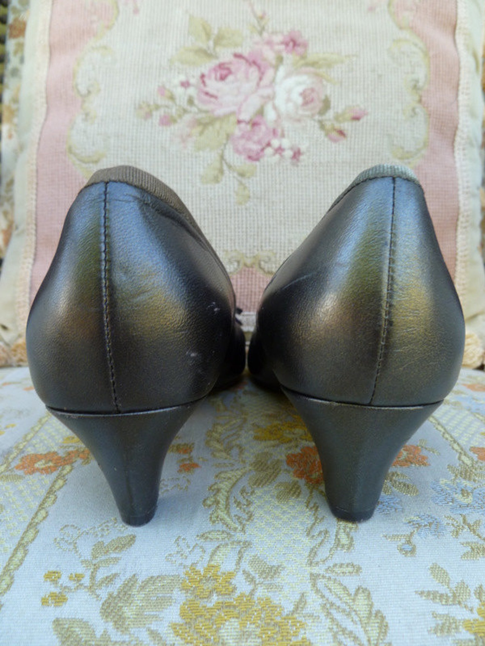 1960s vintage bronze leather ballet style shoes