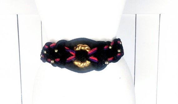80s vintage black braided rope chord beaded stretch belt/ woven chord beaded Rope Stretch Belts for Women for sale | eBay main image 4